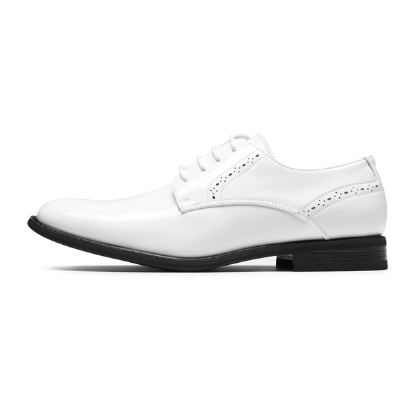 Men's Pain-Toe PU Leather Oxford Shoes - WHITE PAT - 2